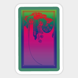 Art Nouveau Ladies (pink on green/blue) Sticker